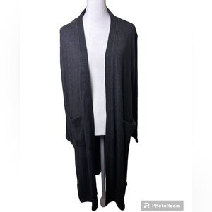 H Halston Studio Women’s Open Front Long Line Cardigan Sweater Gray Size XL